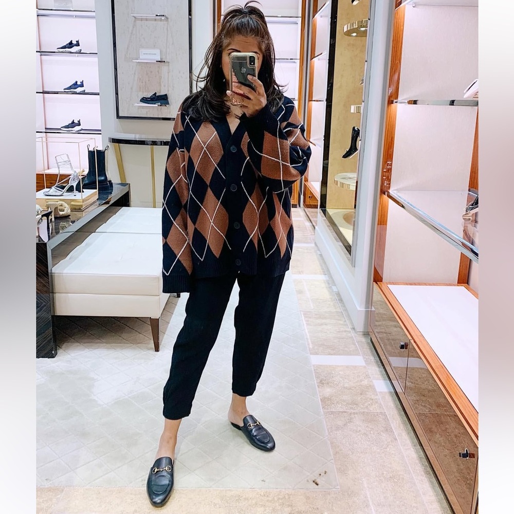 OAK + FORT Oversized Argyle Cardigan - Picture 14 of 14